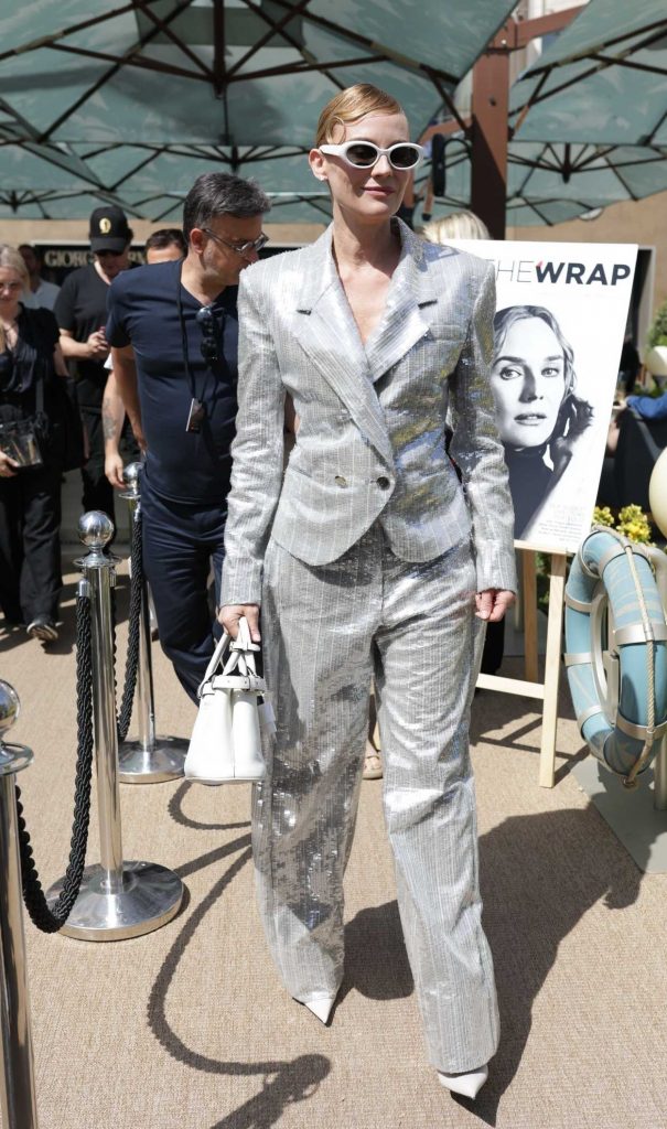 Diane Kruger in a Silver Pantsuit