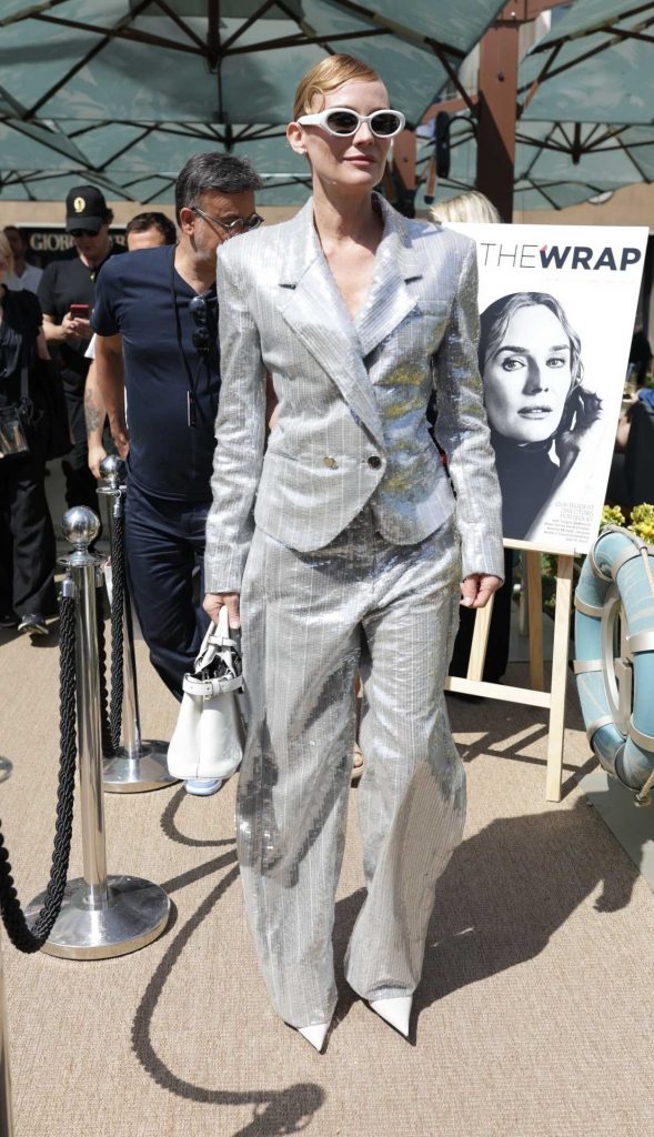 Diane Kruger in a Silver Pantsuit