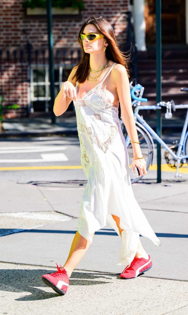 Emily Ratajkowski in a White Dress