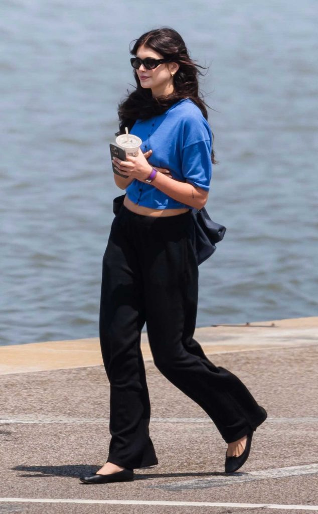 Kaia Gerber in a Blue Blouse