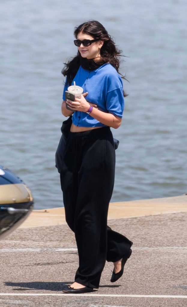 Kaia Gerber in a Blue Blouse