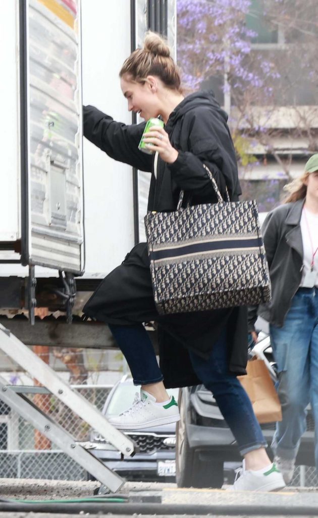 Lily James in a White Sneakers