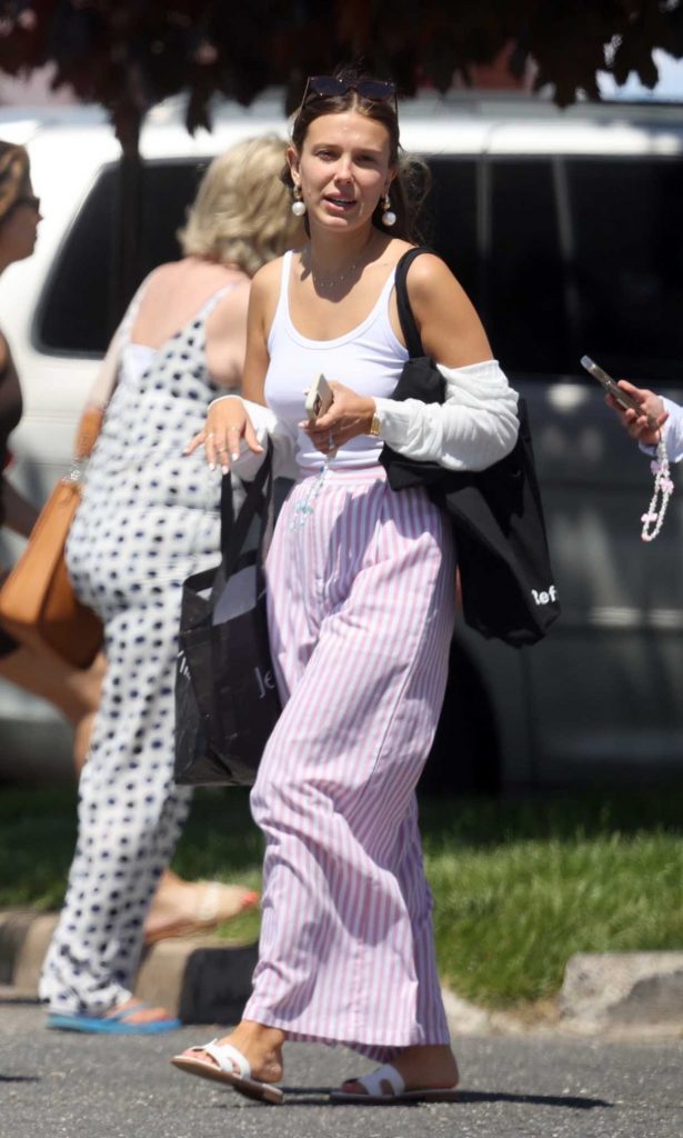 Millie Bobby Brown in a White Tank Top