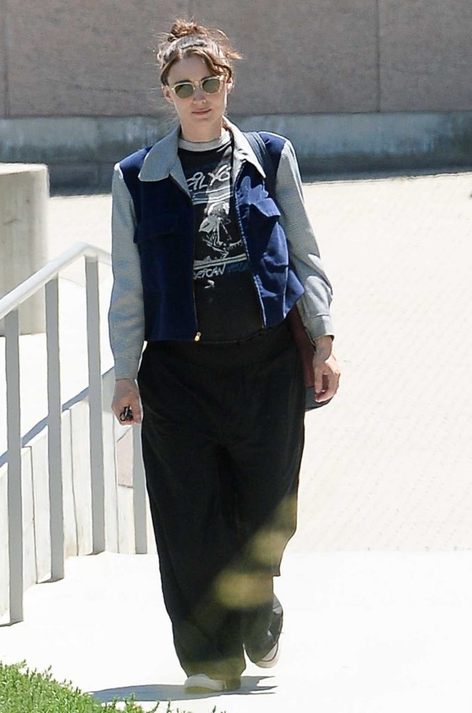 Rooney Mara in a Black Track Pants