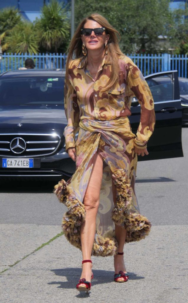 Anna Dello Russo in a Patterned Dress