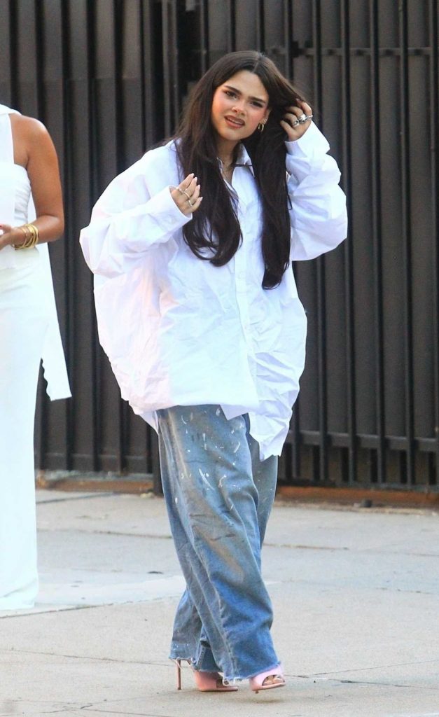 Ariana Greenblatt in a White Oversized Shirt