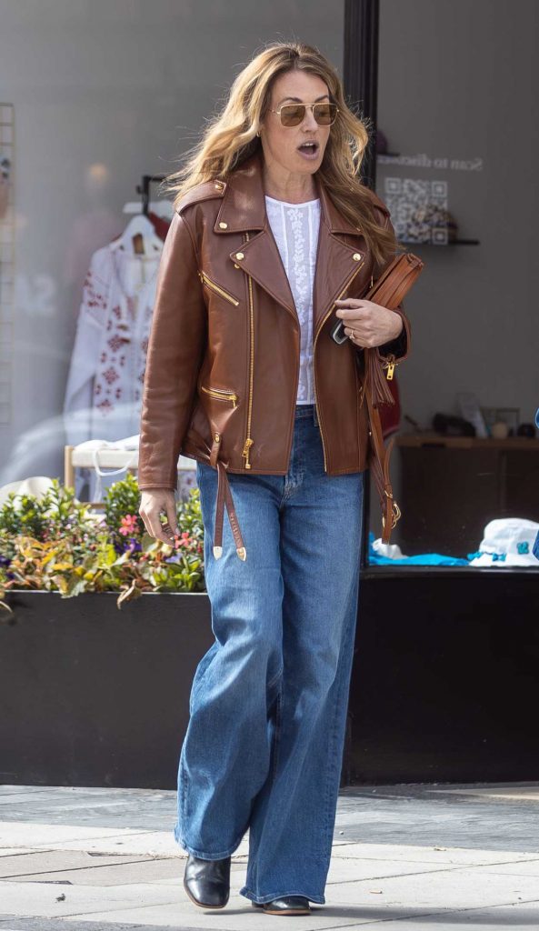 Cat Deeley in a Brown Leather Jacket