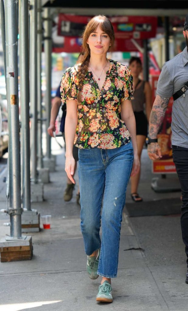 Dakota Johnson in a Floral Blouse