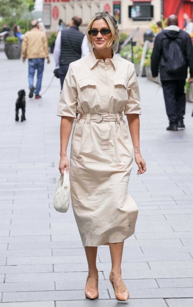 Ashley Roberts in a Beige Dress