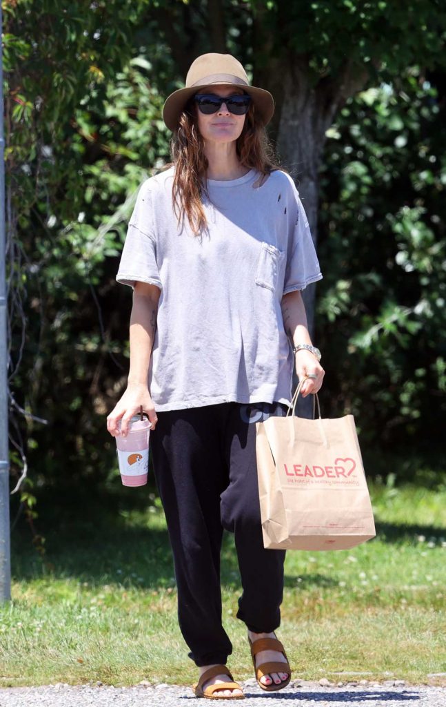 Drew Barrymore in a Grey Tee