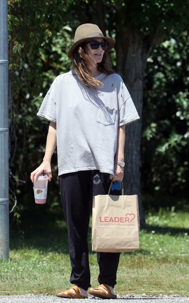 Drew Barrymore in a Grey Tee