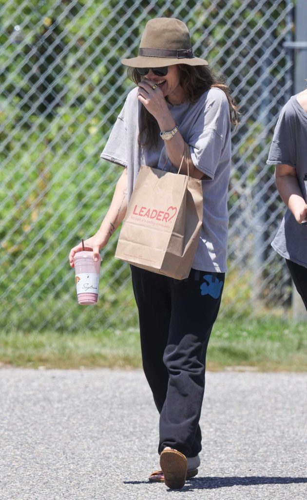 Drew Barrymore in a Grey Tee