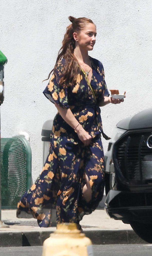 Minka Kelly in a Black Floral Dress