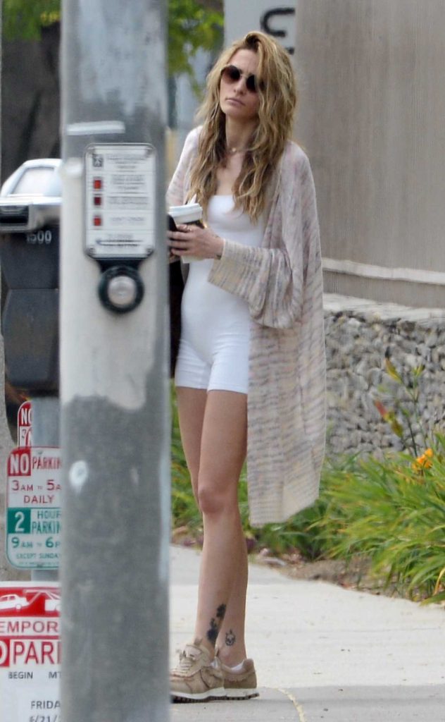 Paris Jackson in a Beige Cardigan