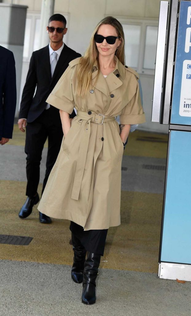 Angelina Jolie in a Beige Trench Coat