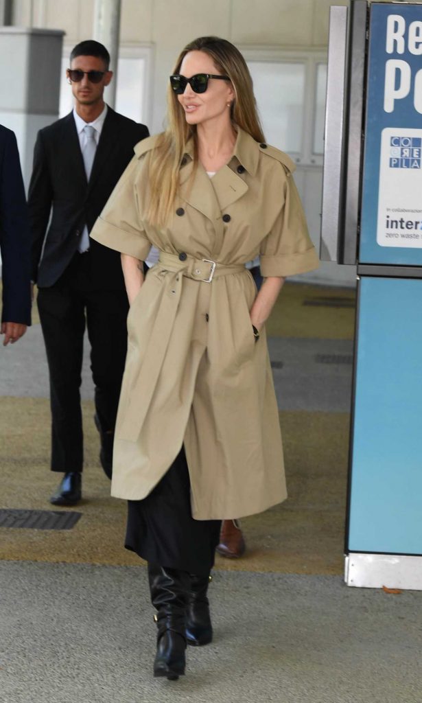 Angelina Jolie in a Beige Trench Coat