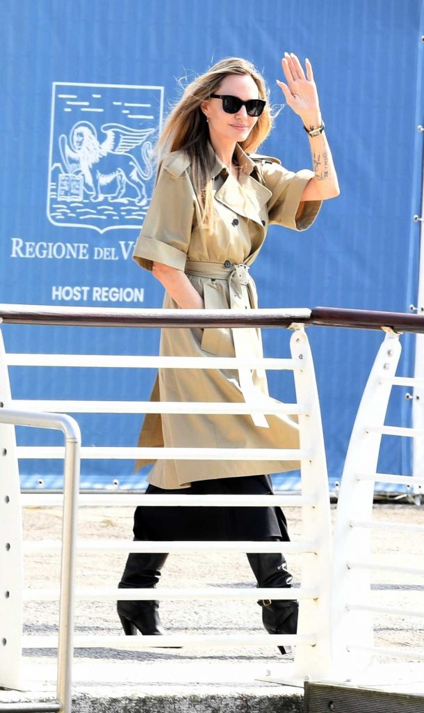 Angelina Jolie in a Beige Trench Coat