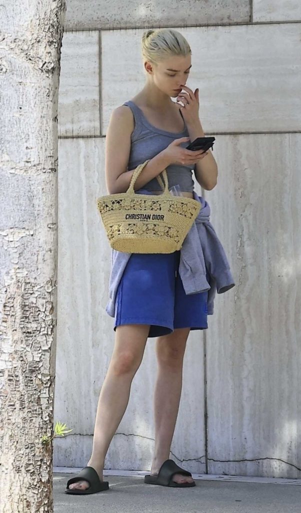 Anya Taylor-Joy in a Blue Shorts