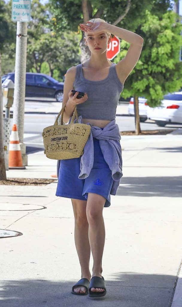 Anya Taylor-Joy in a Blue Shorts