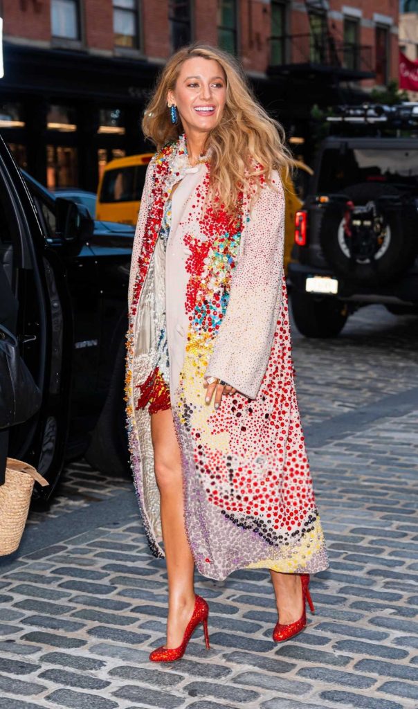 Blake Lively in a Colorful Cardigan