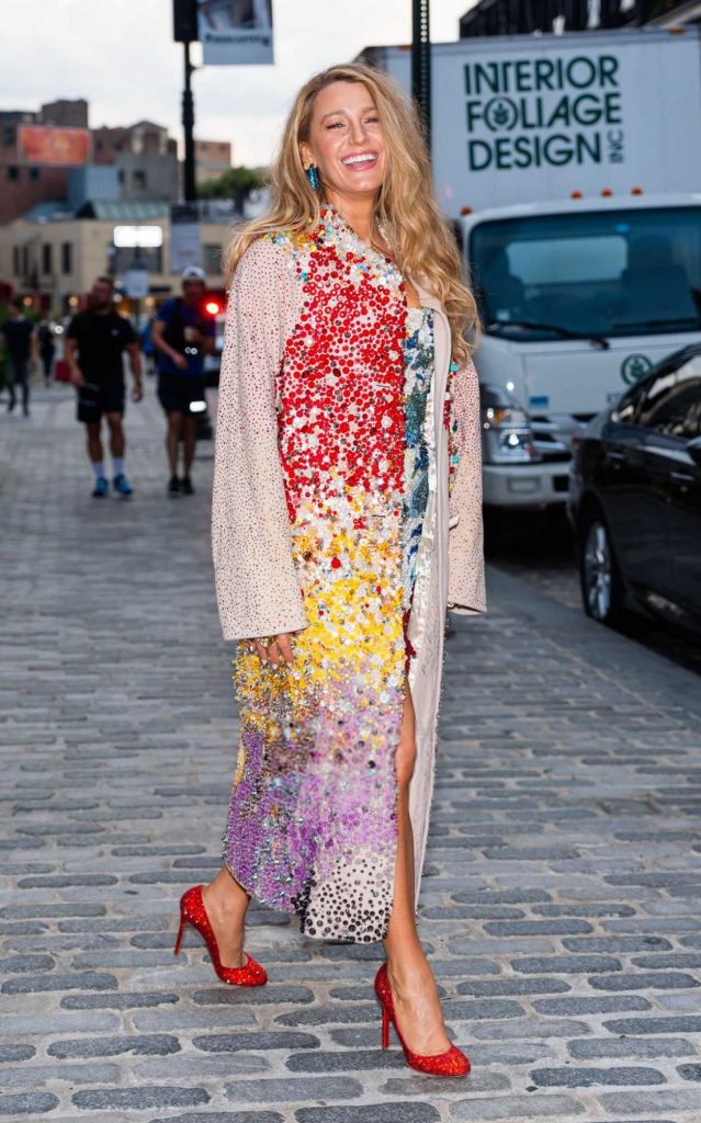 Blake Lively in a Colorful Cardigan