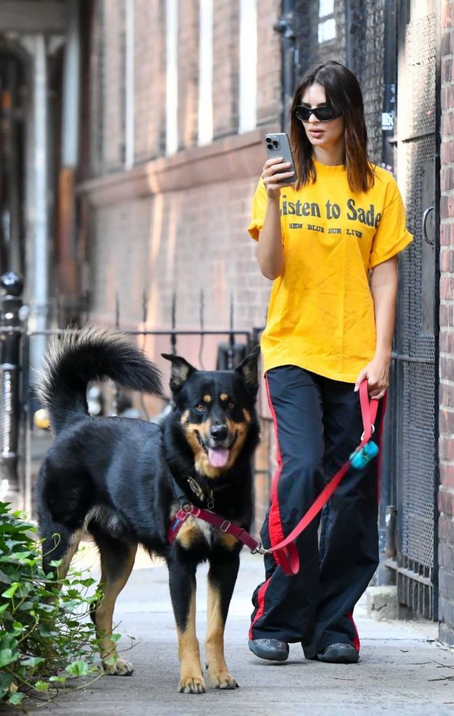 Emily Ratajkowski in a Yellow Tee