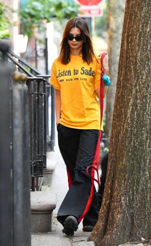 Emily Ratajkowski in a Yellow Tee