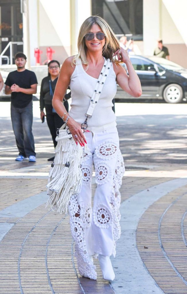 Heidi Klum in a White Lace Pants