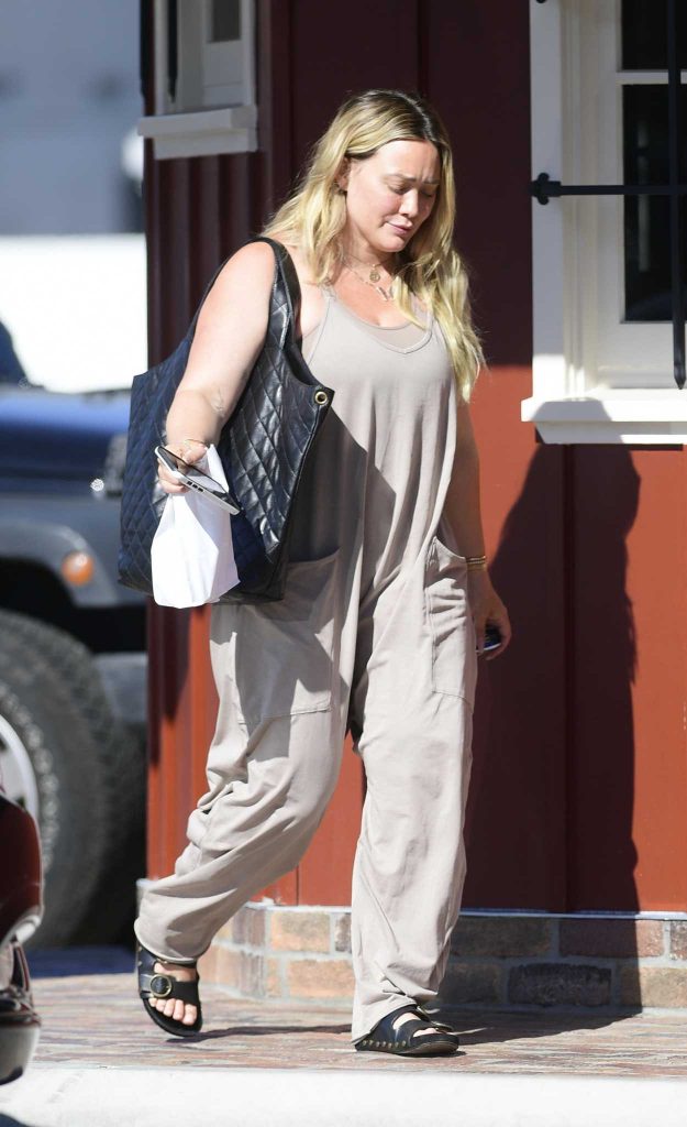 Hilary Duff in a Beige Jumpsuit