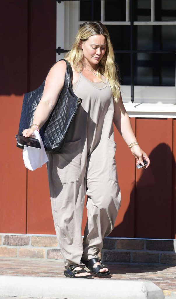 Hilary Duff in a Beige Jumpsuit