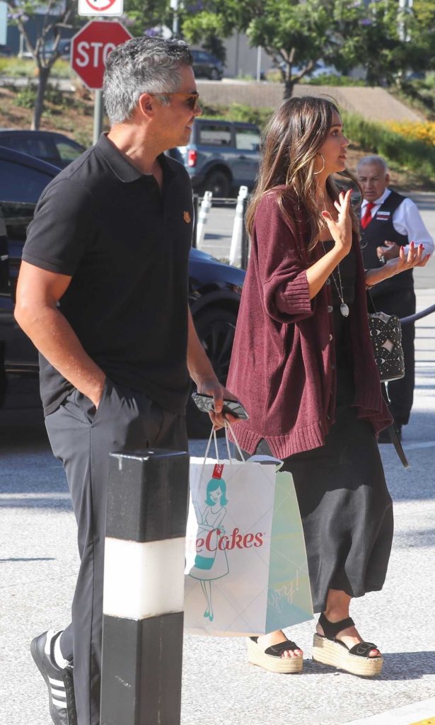 Jessica Alba in a Burgundy Cardigan