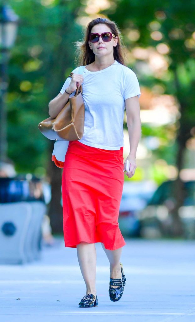 Katie Holmes in a Red Skirt