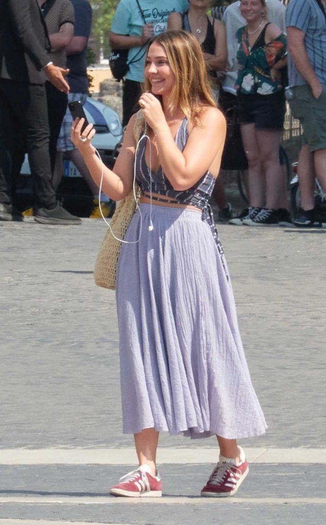 Madelyn Cline in a Purple Skirt