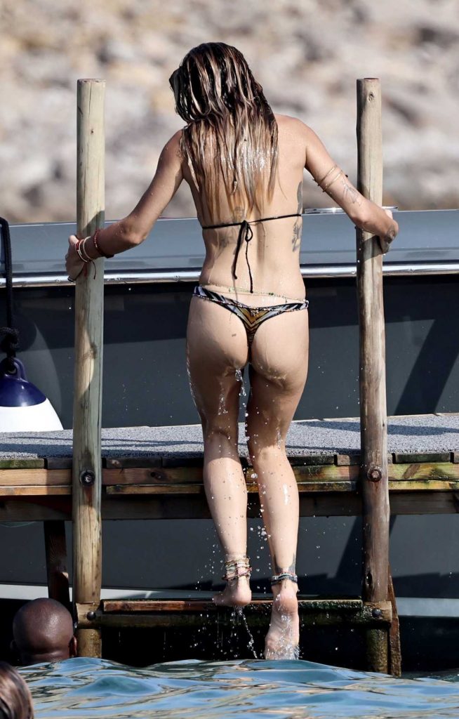 Rita Ora in an Animal Print Bikini