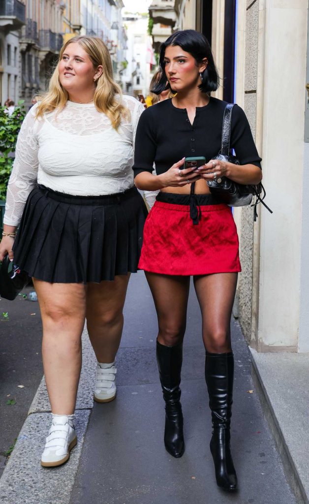 Charli D'Amelio in a Red Mini Skirt