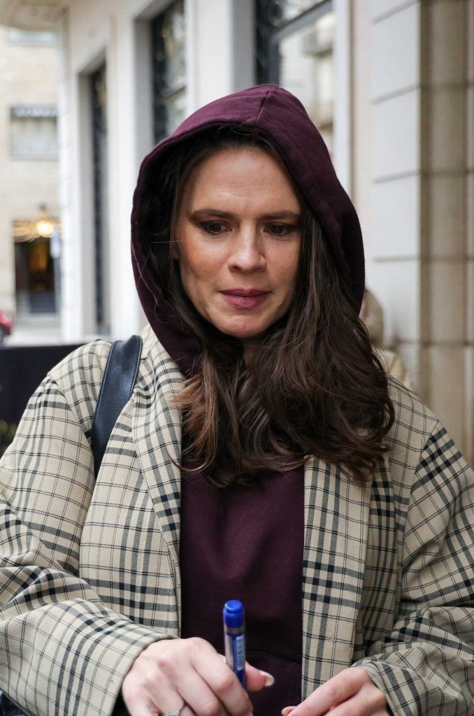 Hayley Atwell in a Purple Hoodie