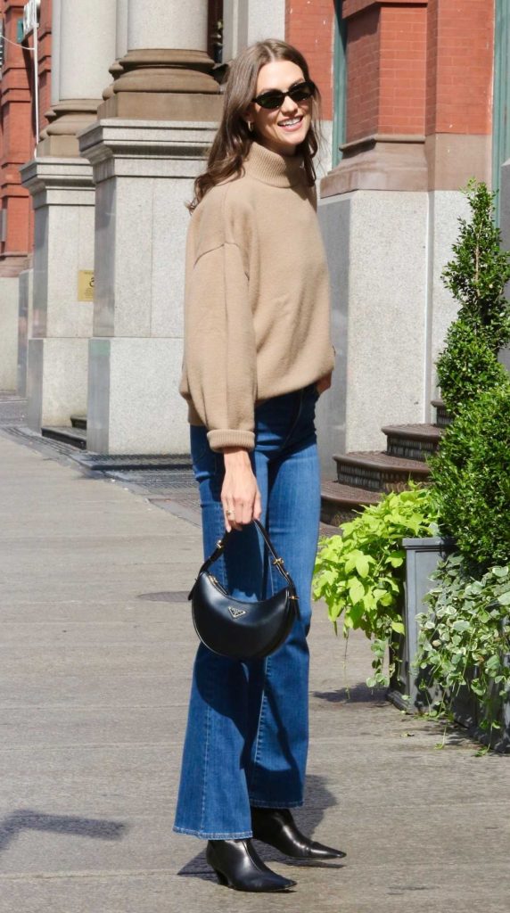 Karlie Kloss in a Beige Sweater