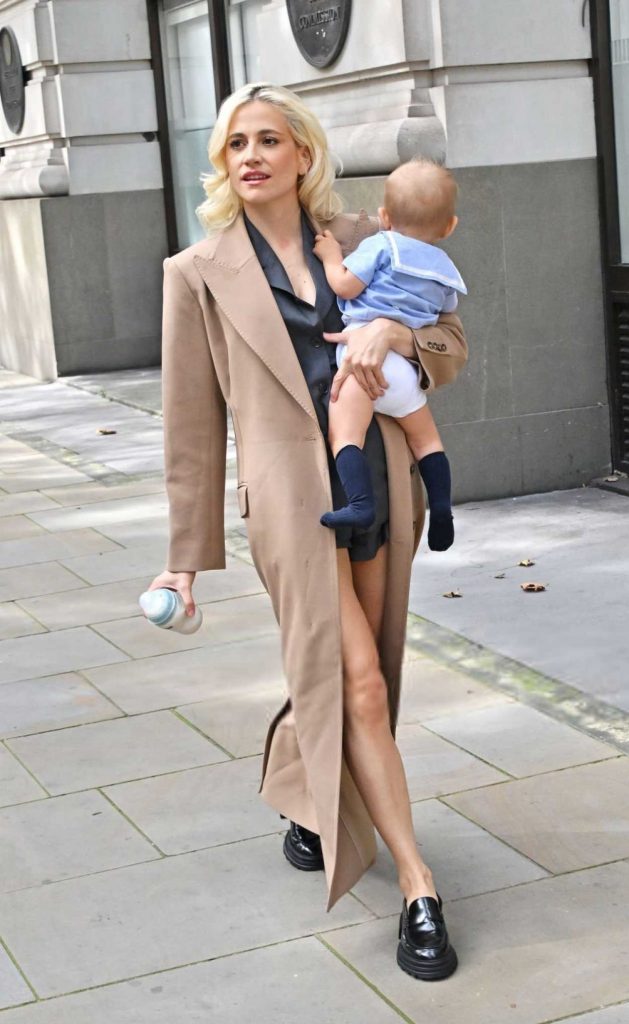 Pixie Lott in a Beige Coat