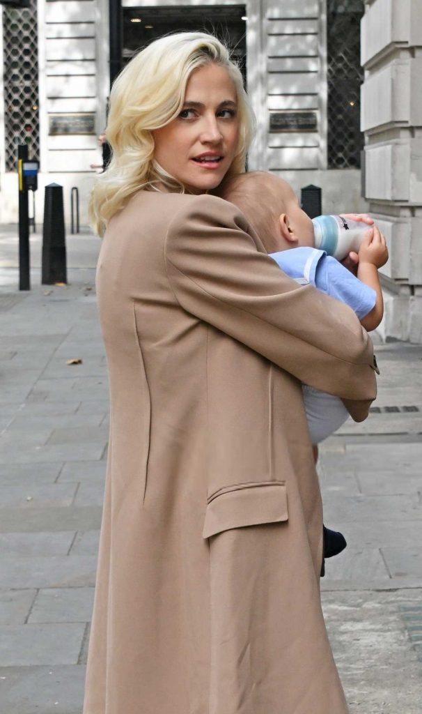 Pixie Lott in a Beige Coat