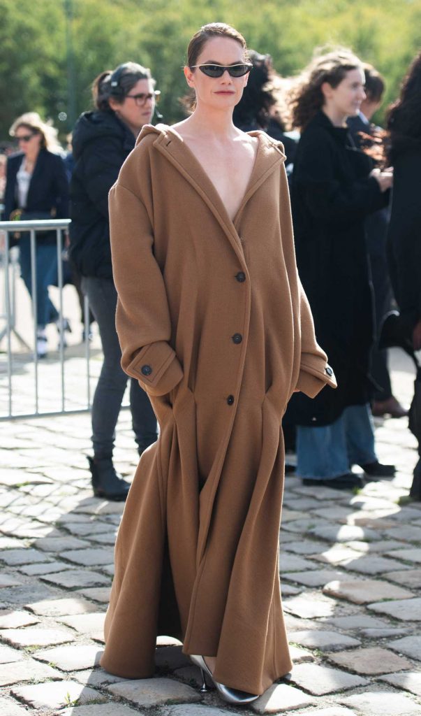 Ruth Wilson in a Tan Coat