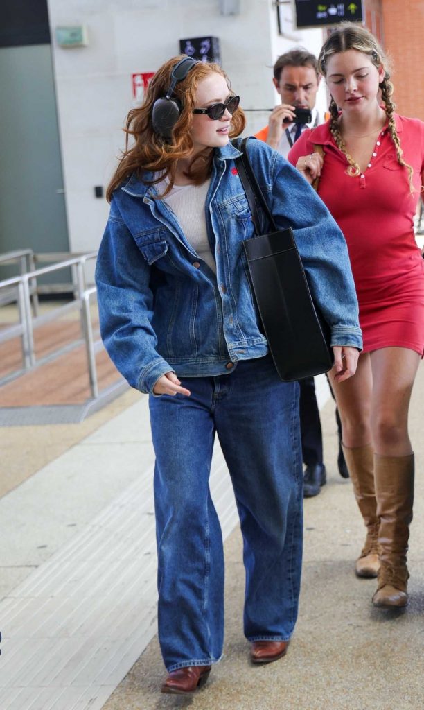 Sadie Sink in a Denim Pantsuit