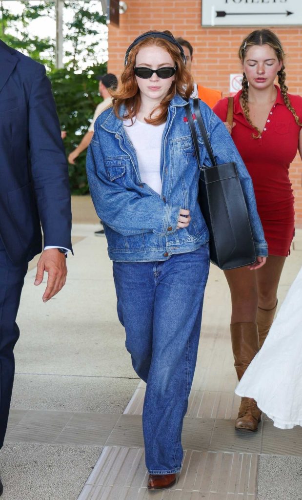 Sadie Sink in a Denim Pantsuit