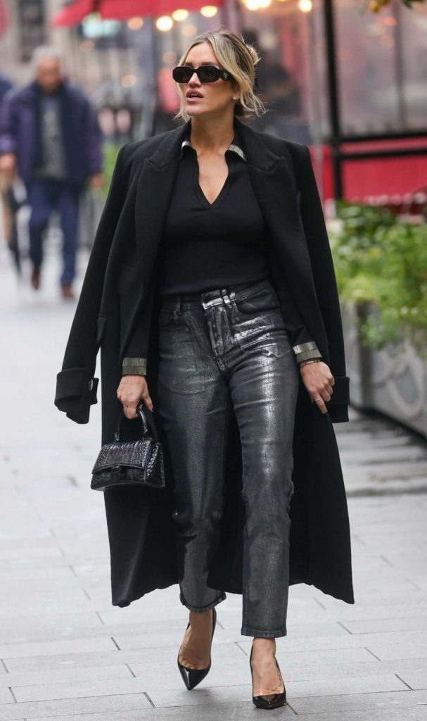 Ashley Roberts in a Black Coat