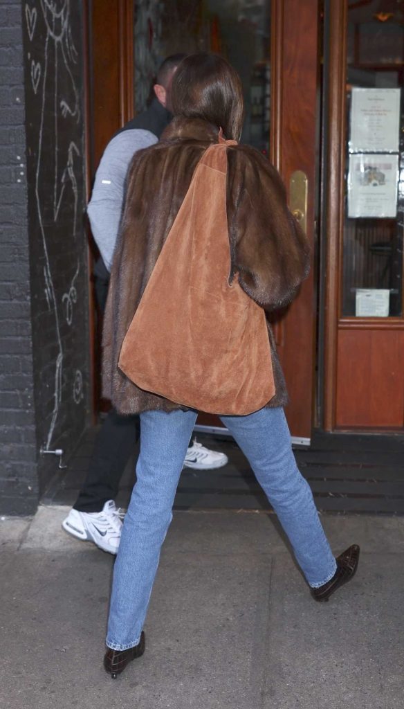 Dakota Johnson in a Brown Fur Coat