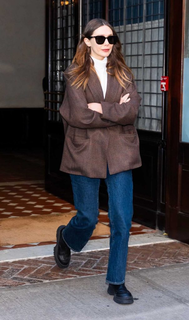 Elizabeth Olsen in a Brown Blazer