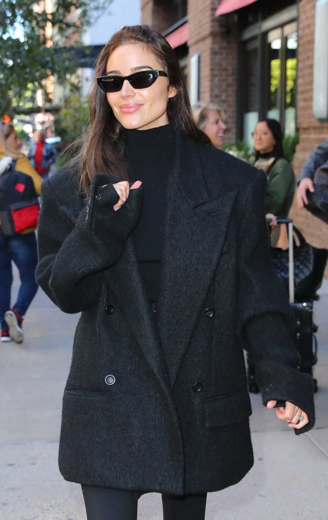 Olivia Culpo in a Black Coat