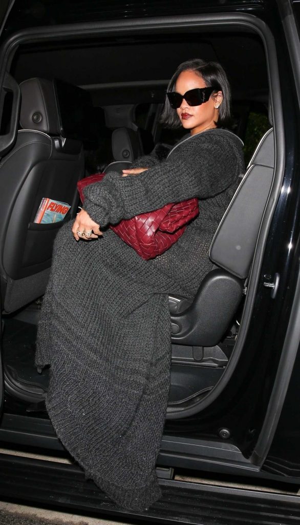 Rihanna in a Grey Cardigan