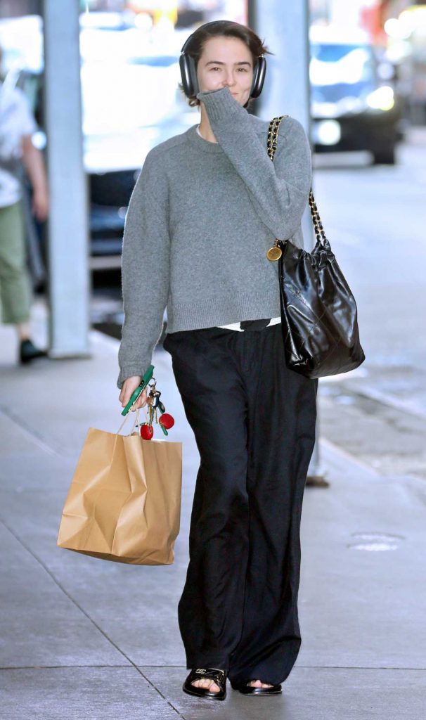 Zoey Deutch in a Grey Sweater