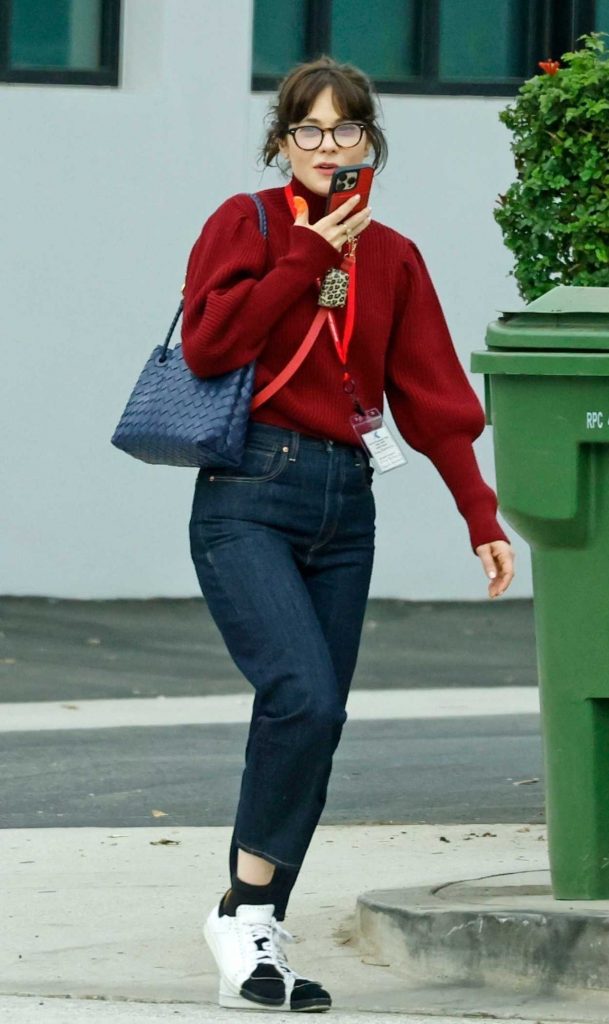 Zooey Deschanel in a Red Sweater