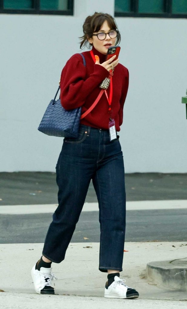 Zooey Deschanel in a Red Sweater